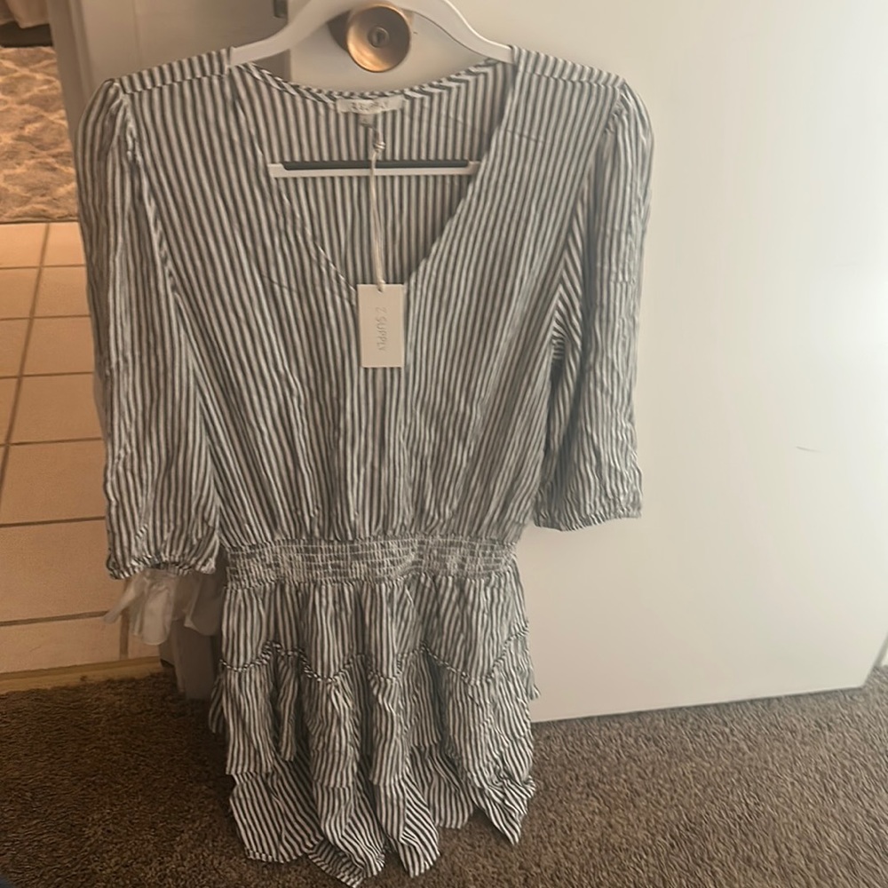 NWT Z Supply Striped Mini Dress Black Size Large